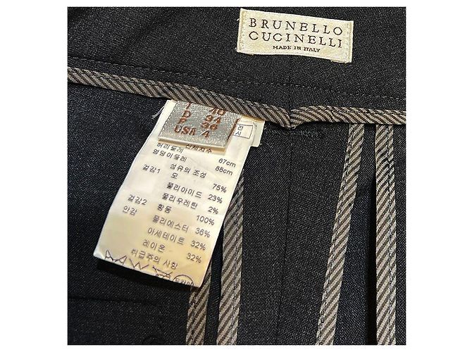 Brunello Cucinelli Pantalones Slim Fit Gris Carbón Castaño - vista 4