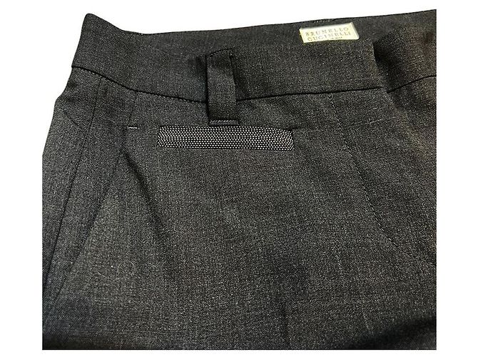 Brunello Cucinelli Pantalones Slim Fit Gris Carbón Castaño - vista 5