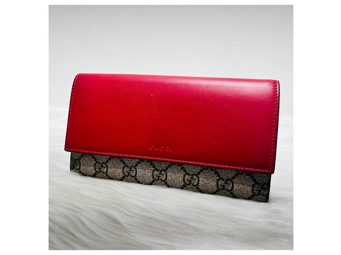 Gucci Supreme Canvas Klapperbörse Rot Braun - Ansicht 2