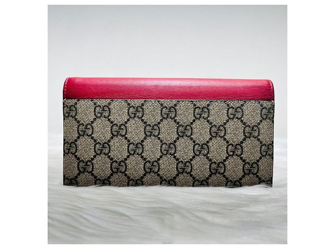 Gucci Supreme Canvas Klapperbörse Rot Braun - Ansicht 3