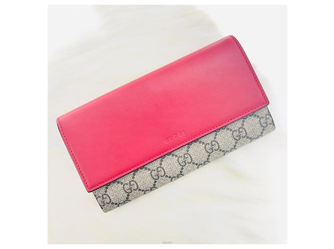 Gucci Supreme Canvas Klapperbörse Rot Braun - Ansicht 4
