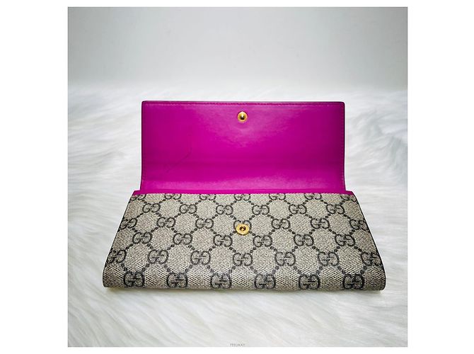 Gucci Supreme Canvas Klapperbörse Rot Braun - Ansicht 5