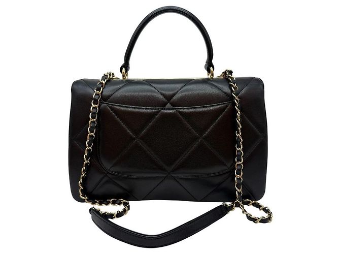 Chanel Borsa a tracolla con patta e catena Trendy CC in agnello misura Medium Nera Nero - vista 5
