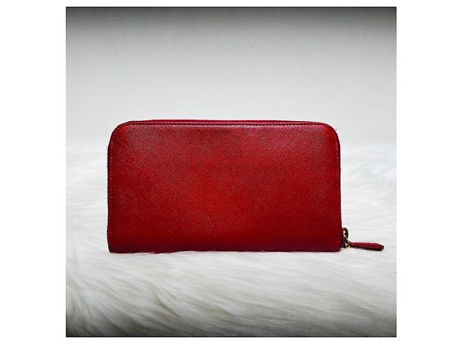 Prada Portafoglio Saffiano con zip rosso - vista 3