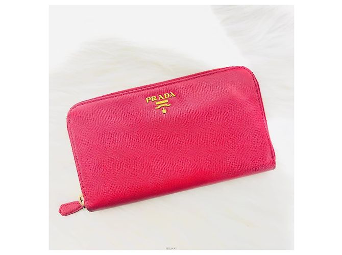 Prada Portafoglio Saffiano con zip rosso - vista 4