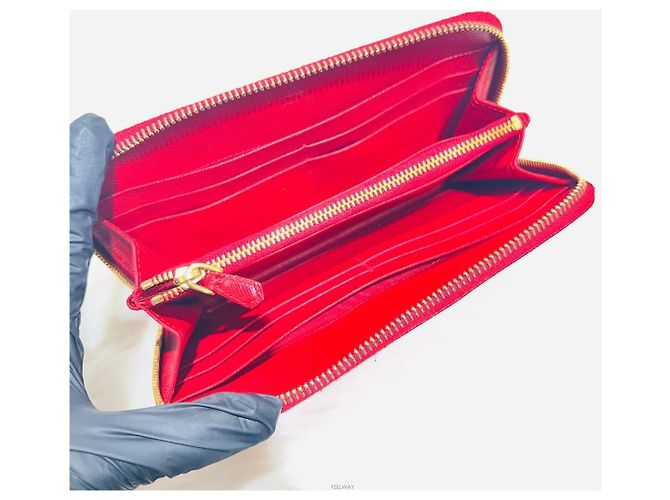 Prada Portafoglio Saffiano con zip rosso - vista 5