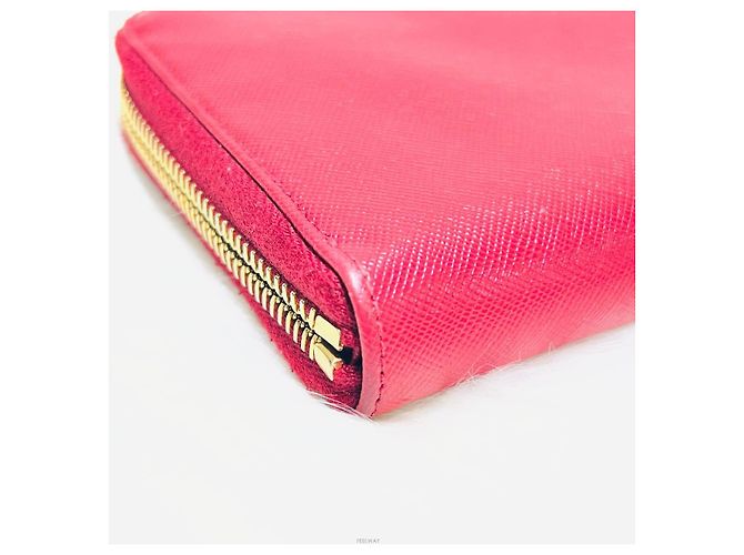 Prada Portafoglio Saffiano con zip rosso - vista 6