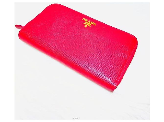 Prada Portafoglio Saffiano con zip rosso - vista 7