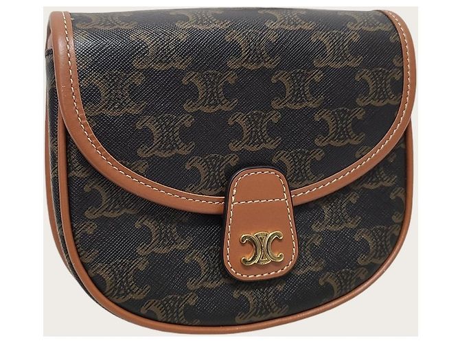Céline Mini borsa a tracolla Versace in tela Triomphe e pelle di vitello Tan Marrone - vista 3
