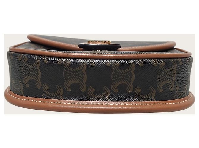 Céline Mini borsa a tracolla Versace in tela Triomphe e pelle di vitello Tan Marrone - vista 6