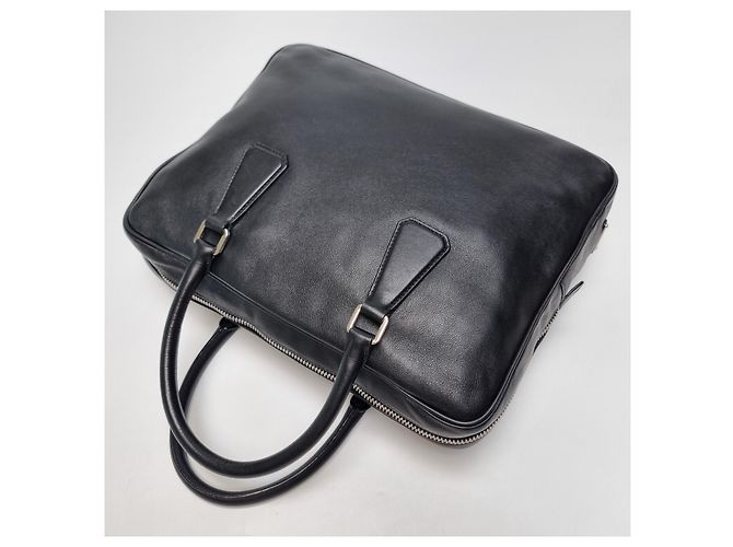 Jacquard Prada Valigetta in pelle di vitello con logo nero (Usato, Unisex) - vista 10