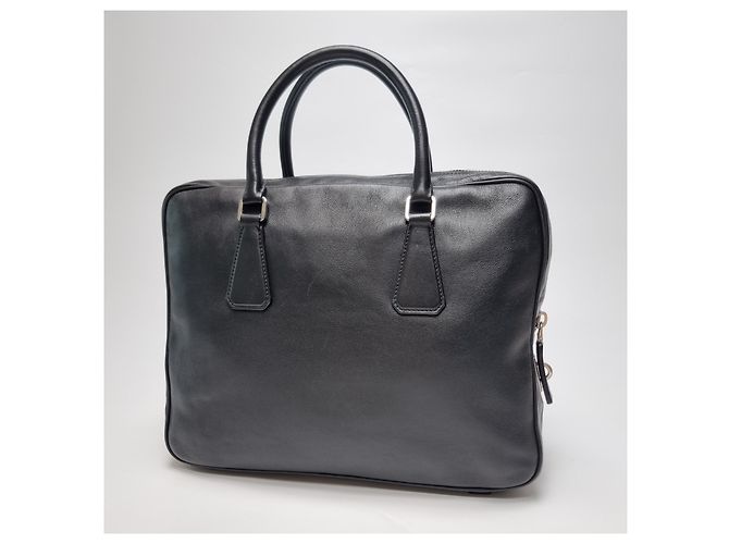 Jacquard Prada Valigetta in pelle di vitello con logo nero (Usato, Unisex) - vista 3