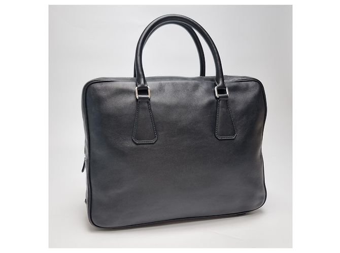 Jacquard Prada Valigetta in pelle di vitello con logo nero (Usato, Unisex) - vista 4