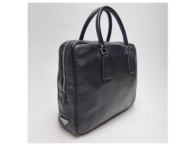 Jacquard Prada Valigetta in pelle di vitello con logo nero (Usato, Unisex) - vista 5