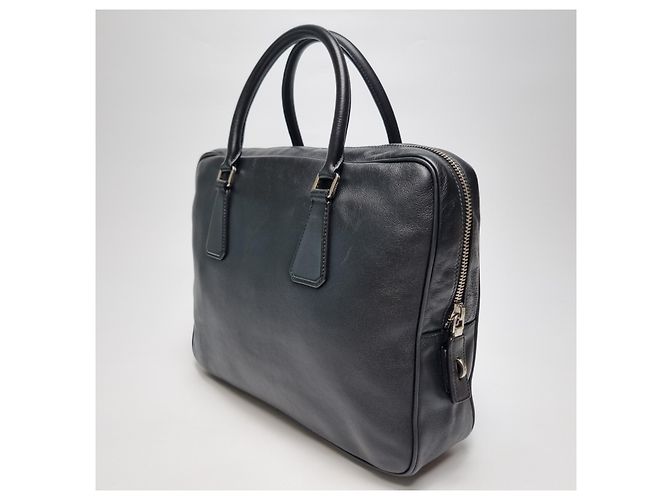 Jacquard Prada Valigetta in pelle di vitello con logo nero (Usato, Unisex) - vista 6