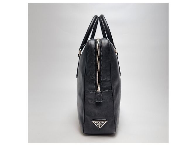 Jacquard Prada Valigetta in pelle di vitello con logo nero (Usato, Unisex) - vista 7