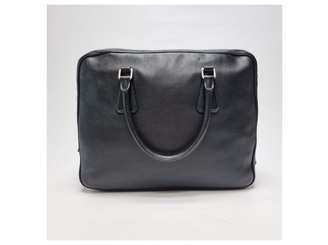 Jacquard Prada Valigetta in pelle di vitello con logo nero (Usato, Unisex) - vista 9