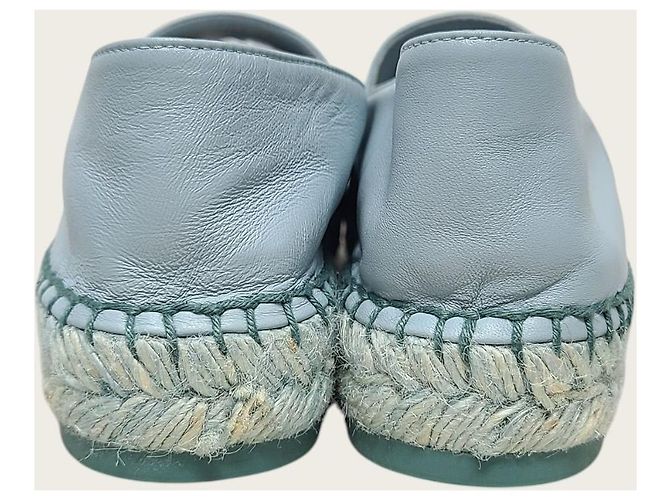 Chanel Espadrilles slip-on in pelle di agnello bicolore blu e verde scuro - vista 7