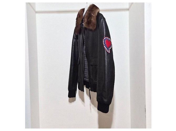 Gucci Bestickte Leder-Bomberjacke Schwarz - vue 2