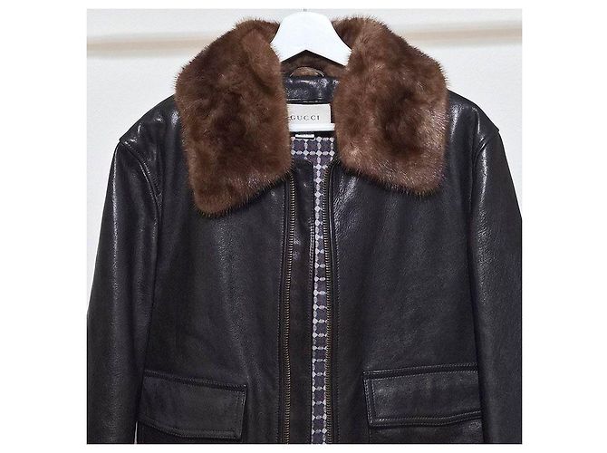 Gucci Bestickte Leder-Bomberjacke Schwarz - vue 4