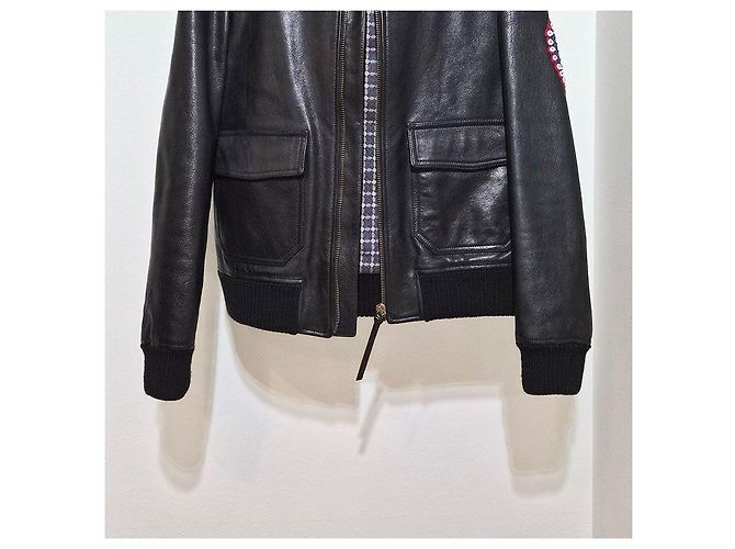 Gucci Bestickte Leder-Bomberjacke Schwarz - vue 5