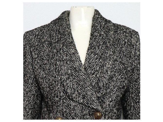 Balmain Zweifarbiger langer Wollmantel Doppeljacke - Ansicht 2