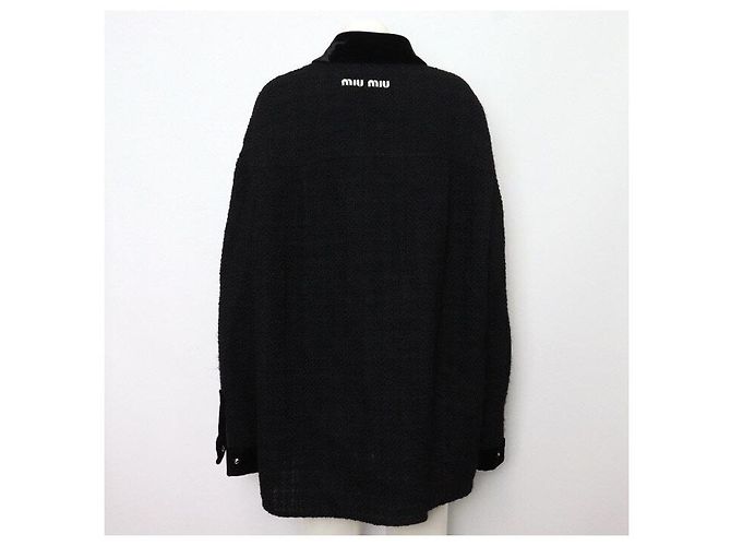 Miu Miu Sobrecamisa Jaqueta Feminina Black Tweed - vista 4