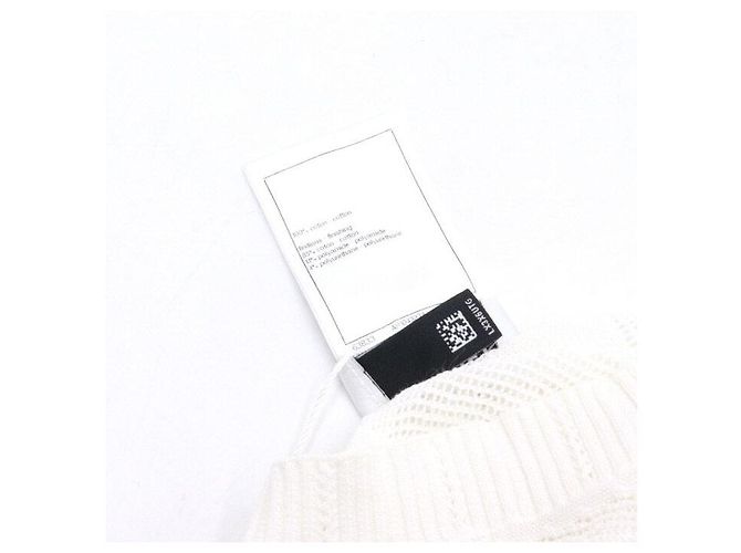 Chanel Canotta in cotone con pizzo e logo CC da donna - Season White Bianco - vista 7