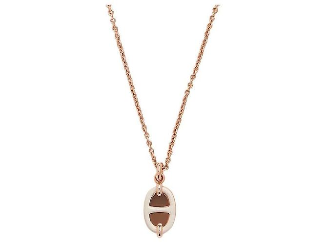 Hermès Mini Maillon Anhänger Kleines Modell Damen Halskette Creme Roségold Weiß - Ansicht 2