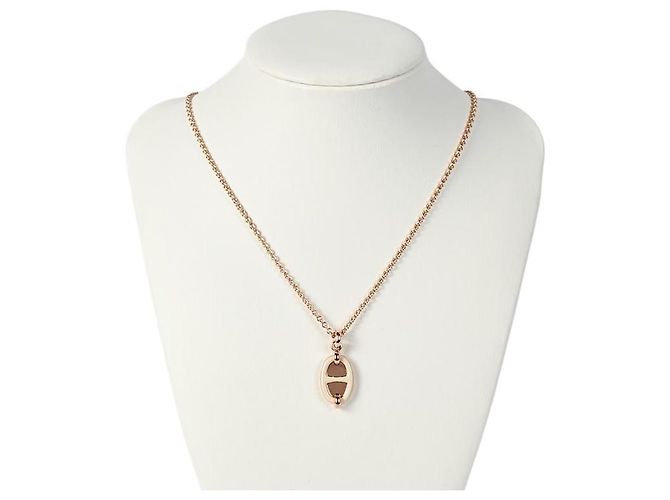 Hermès Mini Maillon Anhänger Kleines Modell Damen Halskette Creme Roségold Weiß - Ansicht 6
