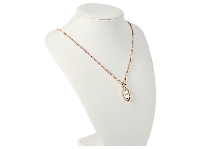 Hermès Mini Maillon Anhänger Kleines Modell Damen Halskette Creme Roségold Weiß - Ansicht 7