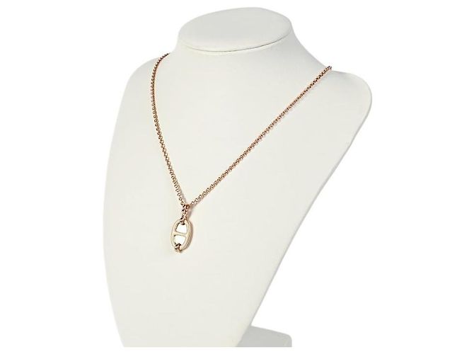Hermès Mini Maillon Anhänger Kleines Modell Damen Halskette Creme Roségold Weiß - Ansicht 8