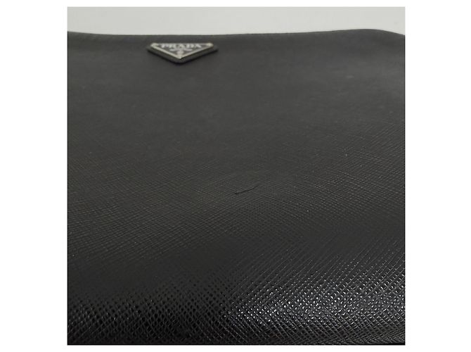 Prada Clutch Saffiano Triangle Logo Black Preto - vista 11