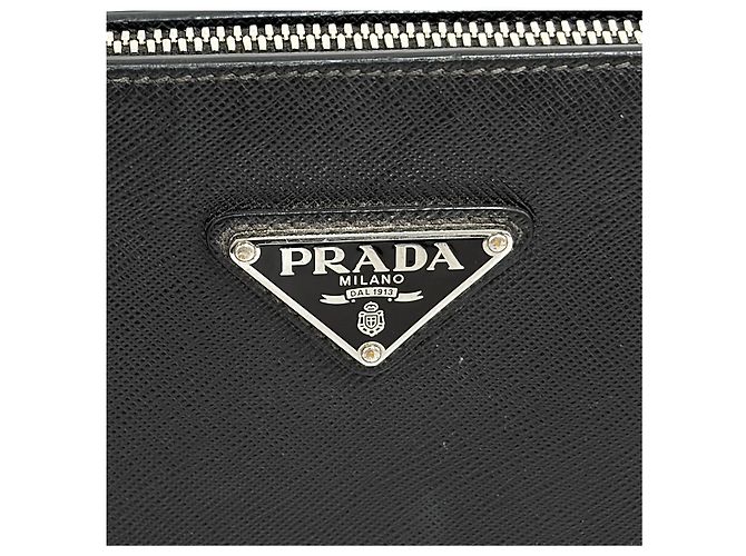 Prada Clutch Saffiano Triangle Logo Black Preto - vista 15