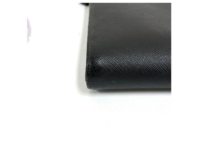 Prada Clutch Saffiano Triangle Logo Black Preto - vista 18