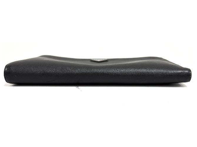 Prada Clutch Saffiano Triangle Logo Black Preto - vista 20