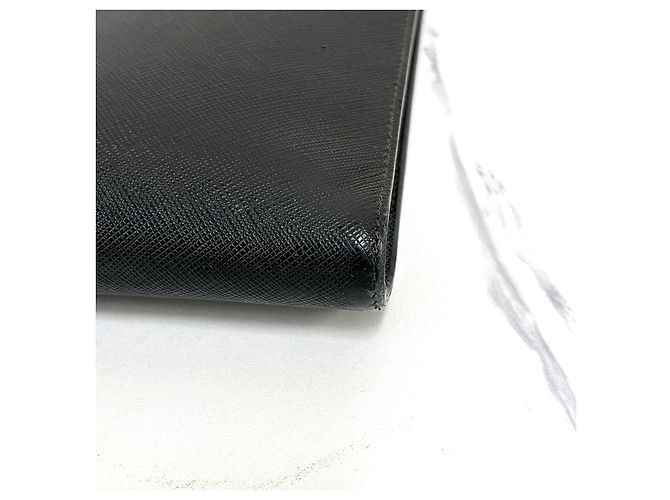 Prada Clutch Saffiano Triangle Logo Black Preto - vista 8