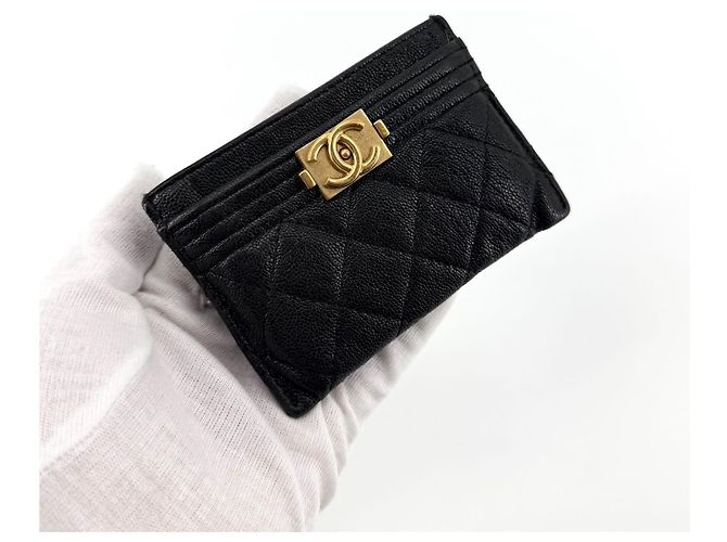 Chanel Boy Kartenetui mit goldenem Logo Schwarz - Ansicht 5