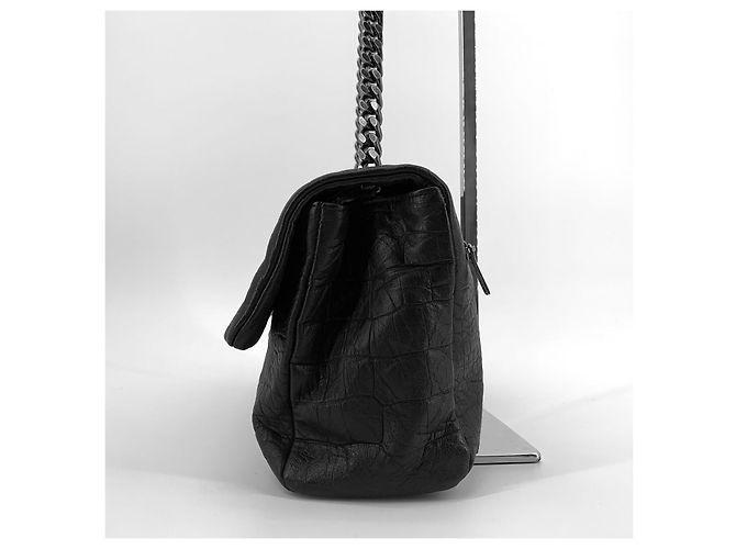 Saint Laurent Borsa a tracolla in coccodrillo West Hollywood Nero - vista 3