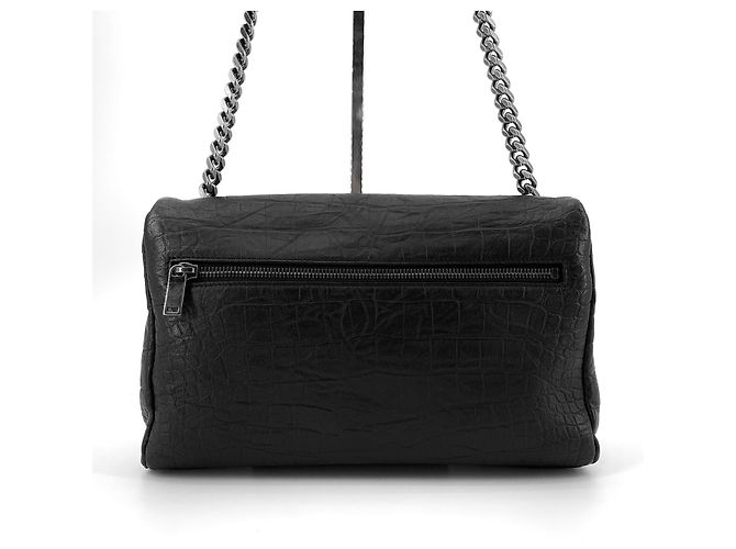 Saint Laurent Borsa a tracolla in coccodrillo West Hollywood Nero - vista 5