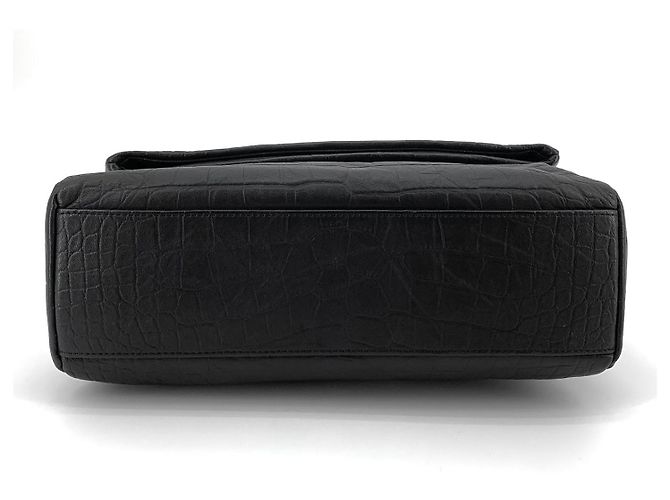 Saint Laurent Borsa a tracolla in coccodrillo West Hollywood Nero - vista 6