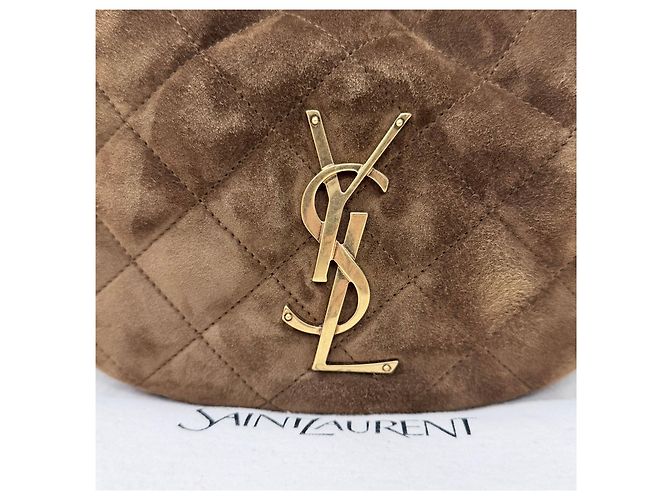 Saint Laurent Bolsa de alça superior em camurça acolchoada Marrom - vista 2