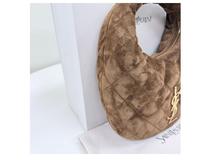 Saint Laurent Bolsa de alça superior em camurça acolchoada Marrom - vista 3