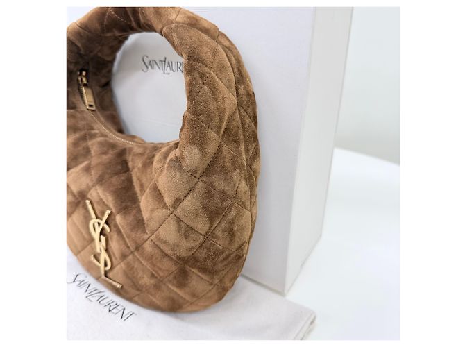 Saint Laurent Bolsa de alça superior em camurça acolchoada Marrom - vista 4