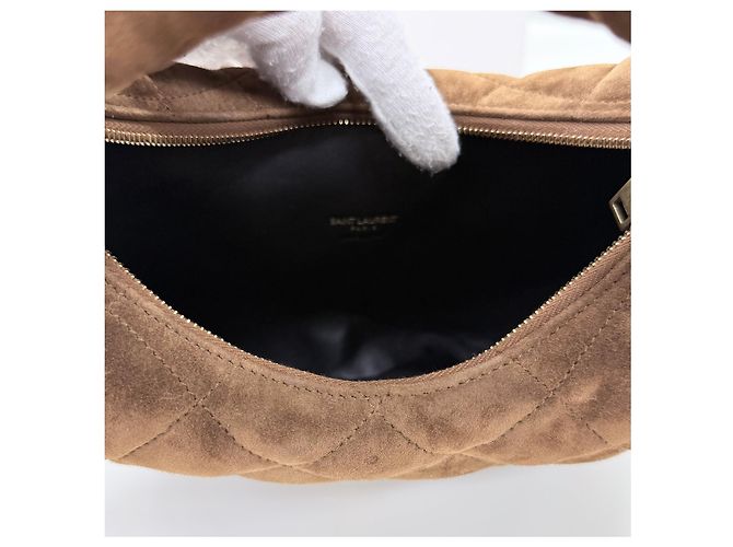 Saint Laurent Bolsa de alça superior em camurça acolchoada Marrom - vista 6