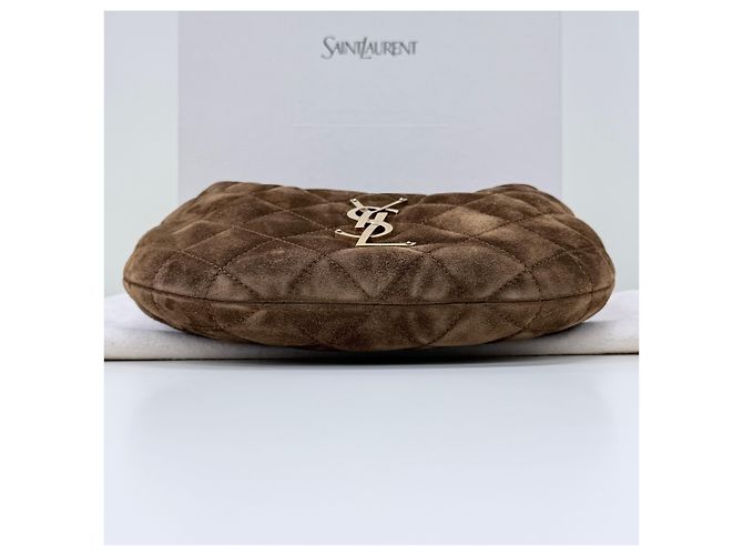 Saint Laurent Bolsa de alça superior em camurça acolchoada Marrom - vista 7