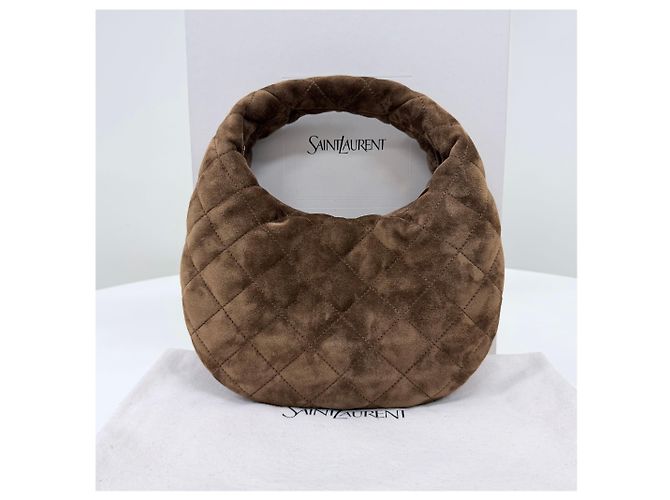 Saint Laurent Bolsa de alça superior em camurça acolchoada Marrom - vista 8