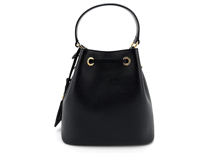 Prada Borsa a secchiello in pelle Saffiano Nero - vista 10