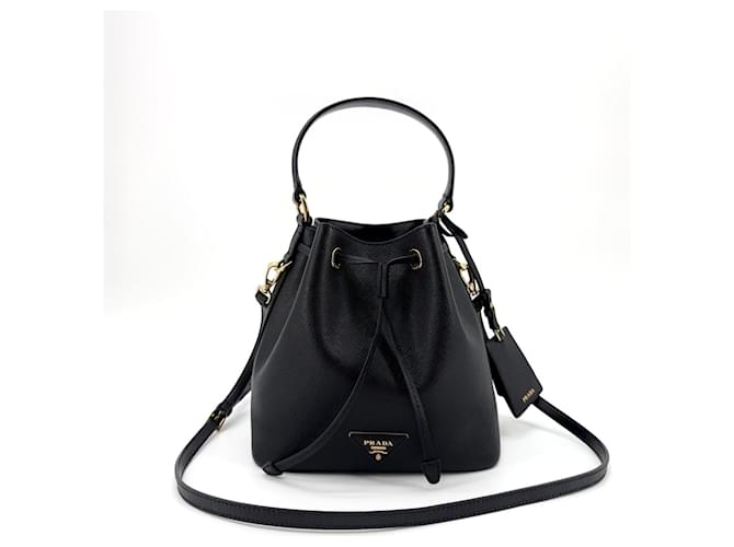 Prada Borsa a secchiello in pelle Saffiano Nero - vista 2