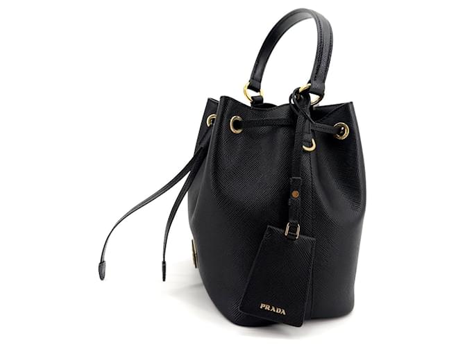 Prada Borsa a secchiello in pelle Saffiano Nero - vista 4